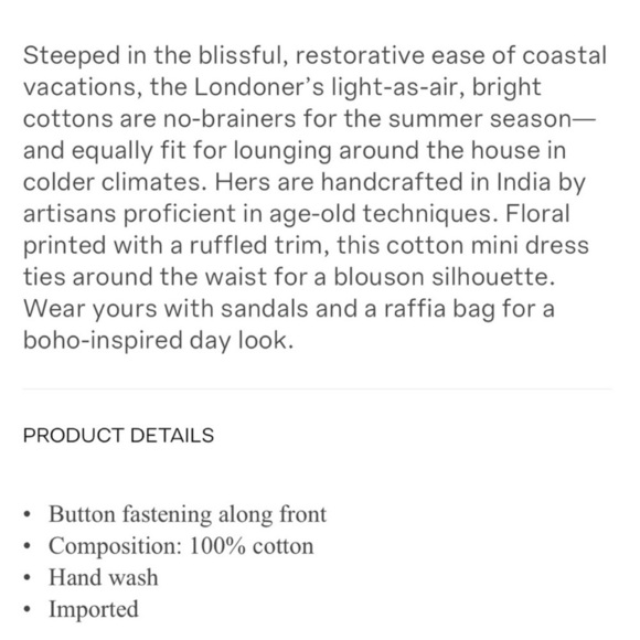 Juliet Dunn NWT Floral Mini Cotton Shirt Dress with Slip 1(4/6) - Picture 16 of 16